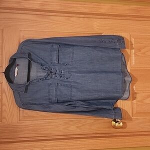 Denim Long Sleeve Tunic Blouse